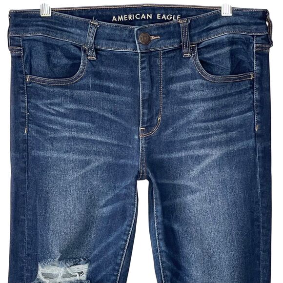 American Eagle Distressed Jegging Jeans Size 12 Long Next Level Stretch 12L - Picture 2 of 9